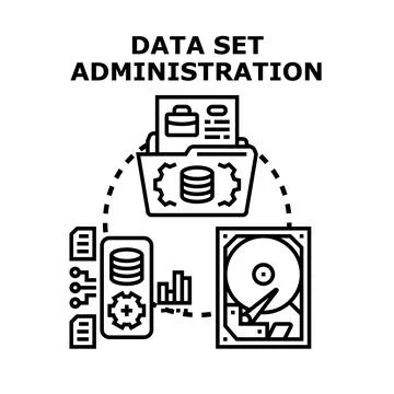 Data set administration system managing digital information resources Stock Illustration