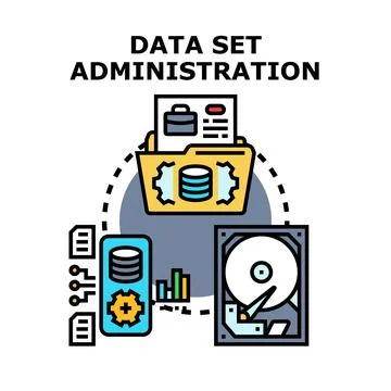 Data set administration system managing digital information resources Illustrazione stock