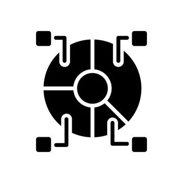 Data set analytics black glyph icon Illustrazione stock