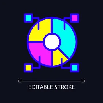 Data set analytics RGB color pixel perfect icon for dark theme Stock Illustration