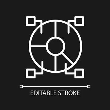 Data set analytics white linear pixel perfect icon for dark theme Stock Illustration