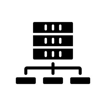 Data set technology black glyph icon Stock Illustration