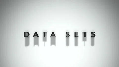 Data Sets 3D title animation matte black text on a white background Stock Footage 300716467