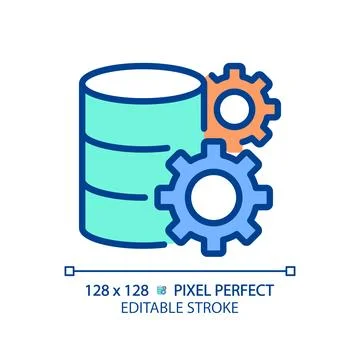 Data settings pixel perfect RGB color icon Illustrazione stock