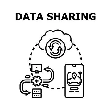 Data sharing and cloud computing concept illustration Stock Illustration