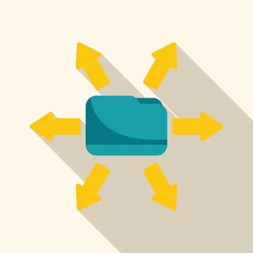 Data sharing and distributed network access with folder icon Stock Illustration