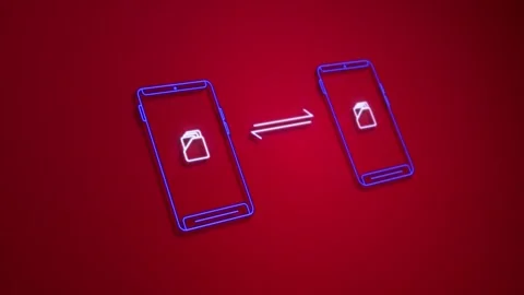 Data sharing animation process with realistic screen grid pixel background Video stock 303450956