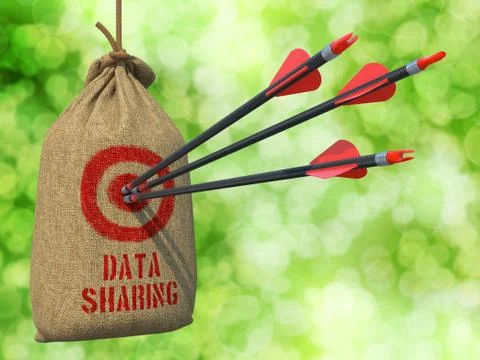 Data Sharing - Arrows Hit in Red Mark Target. 스톡 일러스트