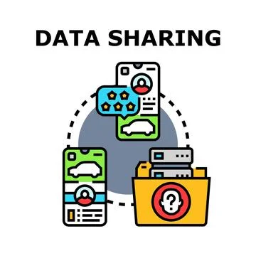 Data sharing concept exchanging information online Stock Illustration
