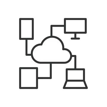 Data sharing icon in line design. cloud sharing, data exchange, connected Stock Illustration