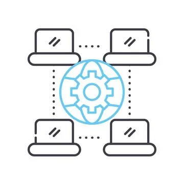 Data sharing line icon, outline symbol, vector illustration, concept sign Stock Illustration