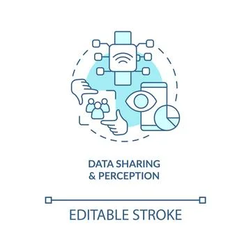 Data sharing, perception turquoise concept icon Stock Illustration