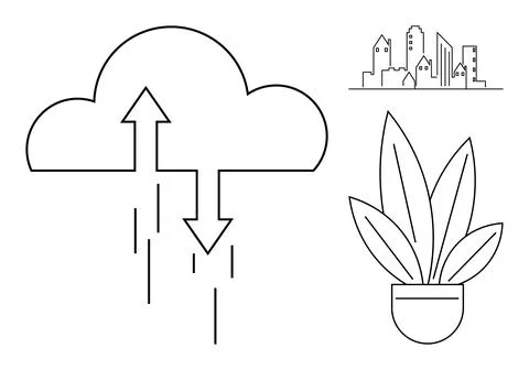 Data sharing, sustainability, eco-conscious living, technology, urban develop イラスト素材