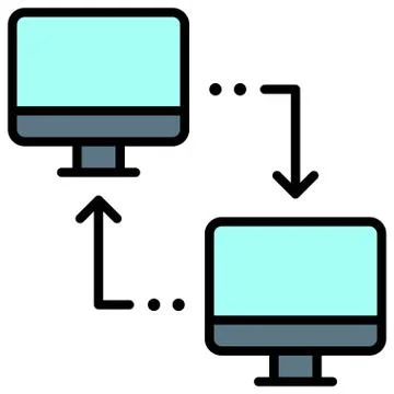 Data sharing, Telecommuting or  remote work icon Stock Illustration