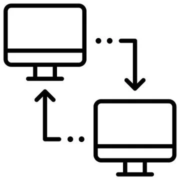 Data sharing, Telecommuting or  remote work icon Stock Illustration