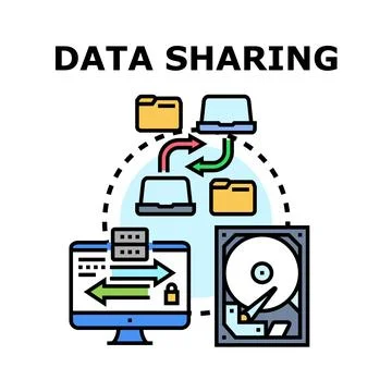 Data sharing transferring information and secure digital network Stock Illustration