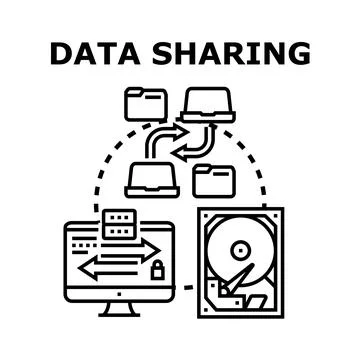 Data sharing transferring information and secure digital network Stock Illustration