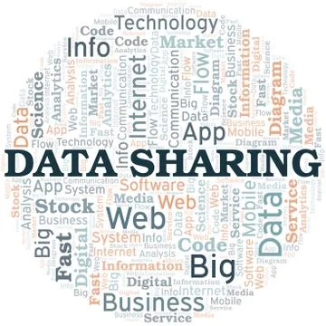 Data Sharing vector word cloud, made with text only. Stock Illustration