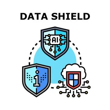 Data shield concept securing digital information privacy Stock Illustration