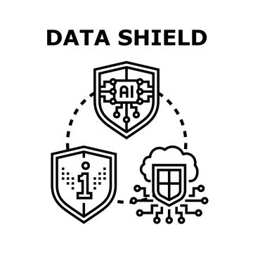 Data shield concept securing digital information privacy Stock Illustration