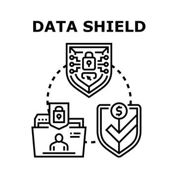 Data shield protecting digital personal financial information Illustrazione stock