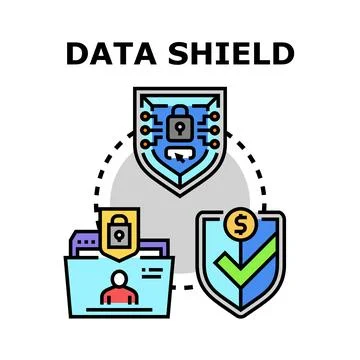 Data shield protecting digital personal financial information Stock Illustration