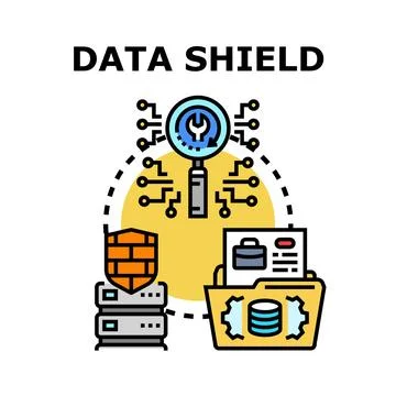 Data shield protecting information security system concept 스톡 일러스트