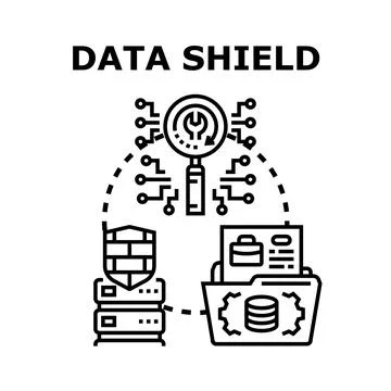 Data shield protecting information security system concept Stockillustratie