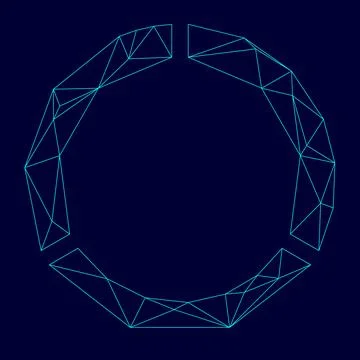 Data sign low poly triangulation triangulated polygonal electric cyan blue vi イラスト素材