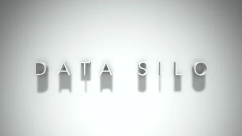 Data Silo 3D title animation with shadows on a white background 스톡 동영상 296617871