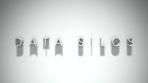 Data Silos 3D title animation with shadows on a white background 스톡 동영상 296521320