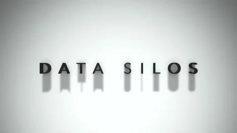 Data Silos 3D title animation matte black text on a white background Stock Footage 300716466