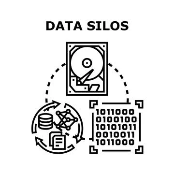 Data silos management and information storage concept Stock Illustration