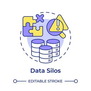 Data silos multi color concept icon Stock Illustration