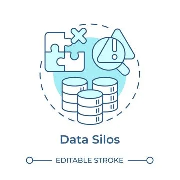 Data silos soft blue concept icon Stock Illustration