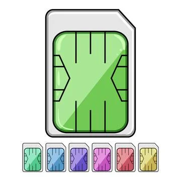 Data sim card cartoon vector graphic Illustrazione stock