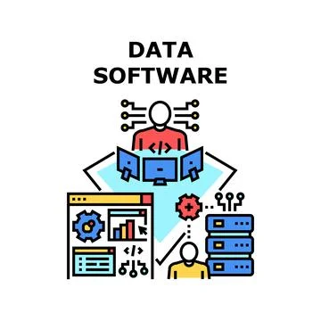 Data Software Vector Concept Color Illustration Stock Illustration