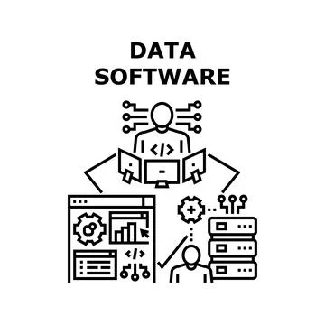 Data Software Vector Concept Color Illustration Illustrazione stock