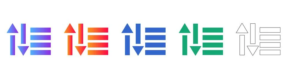 Data Sorting and List Icons Set Stock Illustration