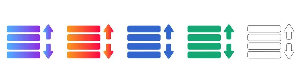 Data Sorting and List Management Icons Stock Illustration