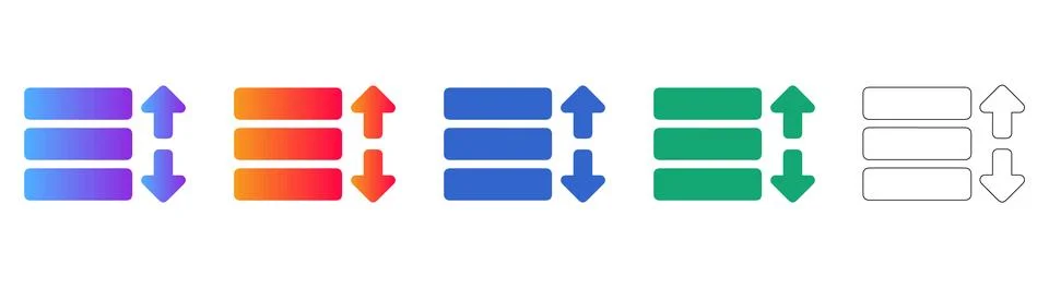Data Sorting and List Management Icon Set Stock Illustration