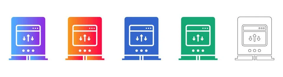 Data Sorting and Management Icons Set Stock Illustration