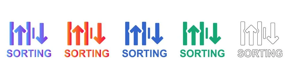 Data Sorting And Organization Icons Stock Illustration