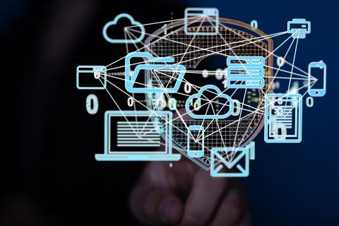 A Data sorting flow process. Big data stream futuristic infographic. Stock Photos