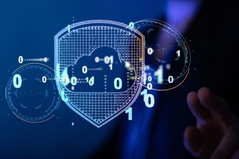 A Data sorting flow process. Big data stream futuristic infographic. Stockfoto's