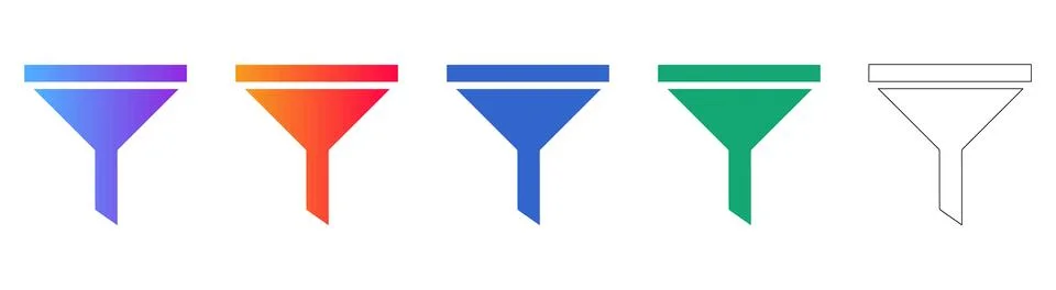 Data Sorting Funnel Icons for Modern Interfaces Stock Illustration
