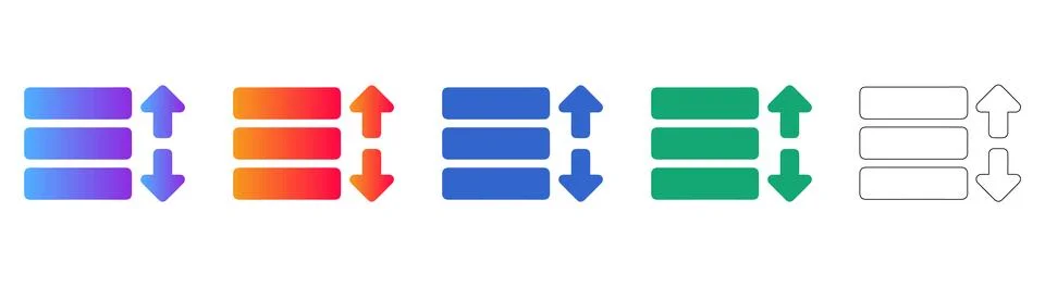 Data Sorting List Order Icon Set Illustration