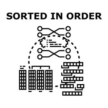 Data sorting process arranging elements in proper order Stock Illustration