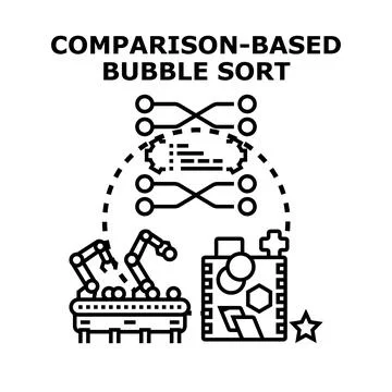 Data sorting process using bubble sort algorithm Stock Illustration