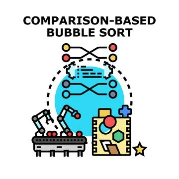 Data sorting process using bubble sort algorithm Stock Illustration